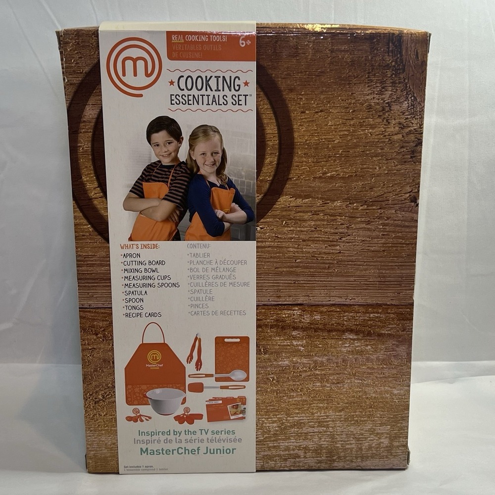Master Chef Junior Cooking 9‎ Pc Essentials Set Tools Recipes Bowl Apron, Spoons